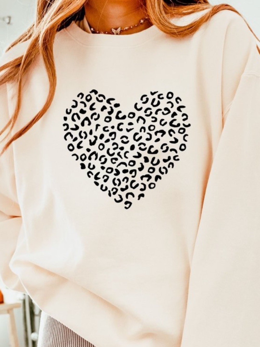 Ivory Leopard Heart Graphic Sweatshirt - Picture 2 of 5